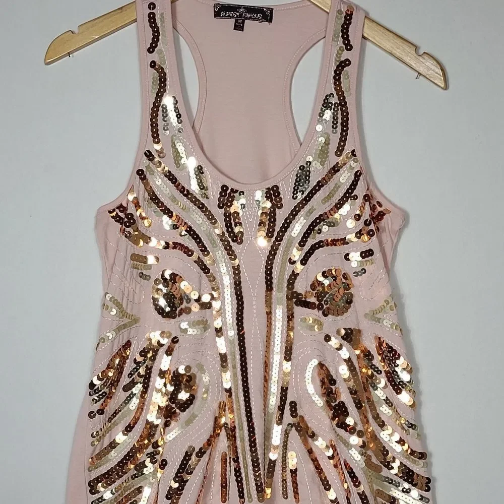 Almost Famous Pink Sequin Tank Top
